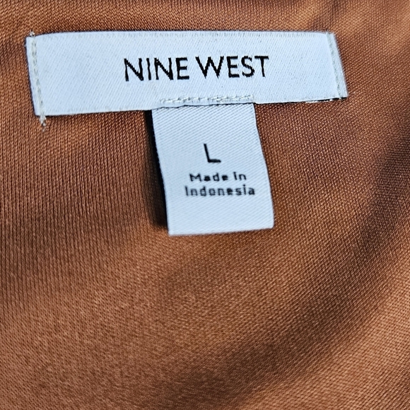 Nine West Rust Long Sleeve V-neck Blouse With Empire Waist - Picture 4 of 11